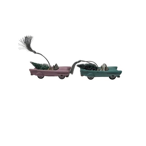 Lenox Retro Cars Ornament Set Of 2 4-Inch Ceramic Holiday Decorations - Picture 7 of 13